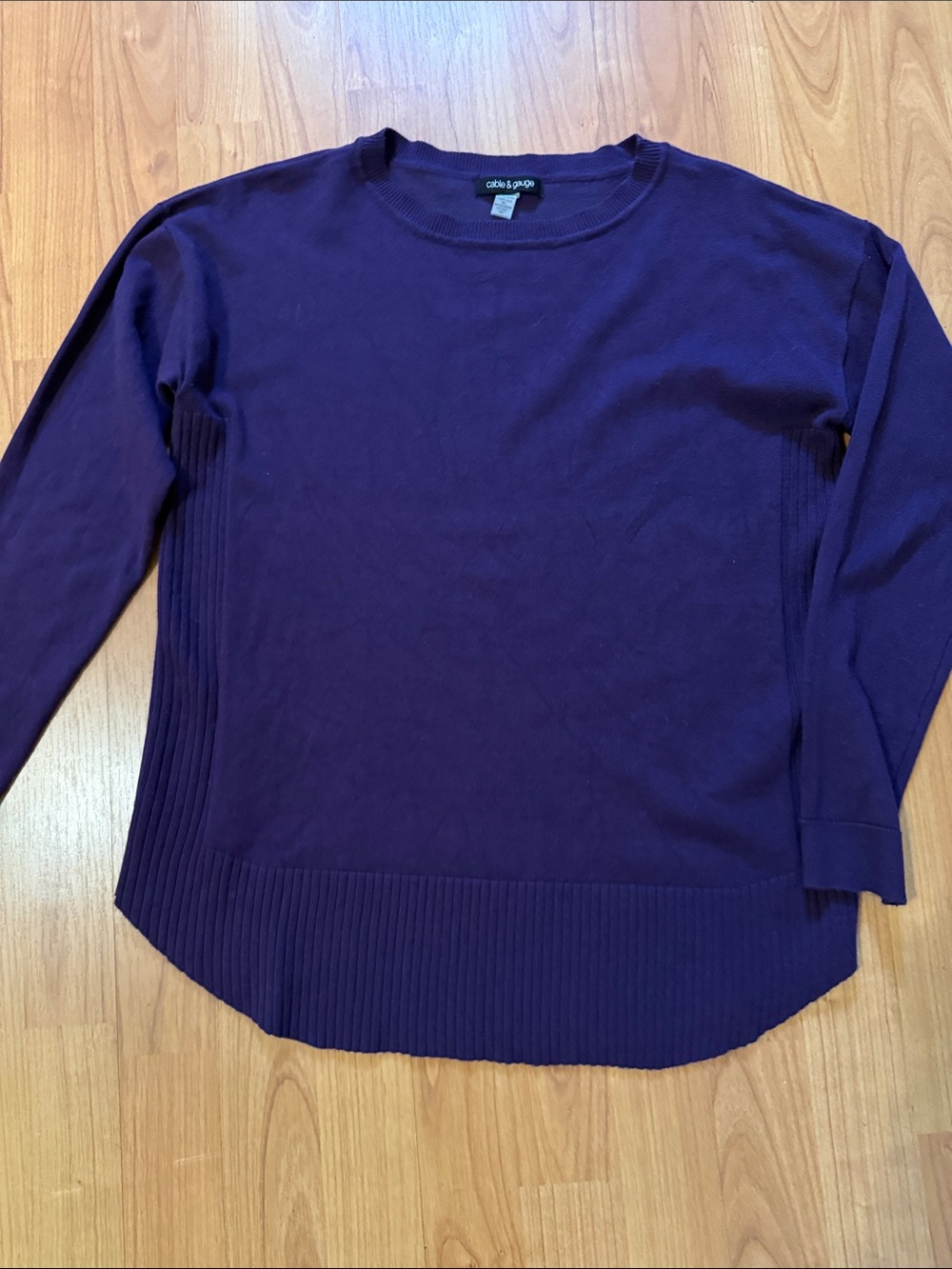 Cable & Gauge Women's Crewneck Sweater in Plum Purple